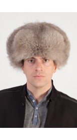 Natural grey fox fur hat - Russian style